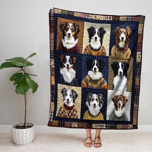 Border Collie Blanket, Collie Dog Sherpa Blanket, Dog Fleece Blanket, Baby Blanket, Dog Lover Gift, Cozy Gift For New Mom, Christmas Gift