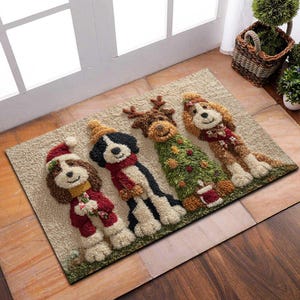Felpudo navideño de Bernedoodle, Felpudo navideño de Bernedoodle, Regalo para amantes de los perros Bernedoodle, Felpudo navideño para perros, Regalos de Navidad