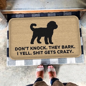 Goldendoodle Doormat, Goldendoodle Dog Mat, Don&#39;t Knock, Dog Bark, Gift For Dog Lovers, Home Decor