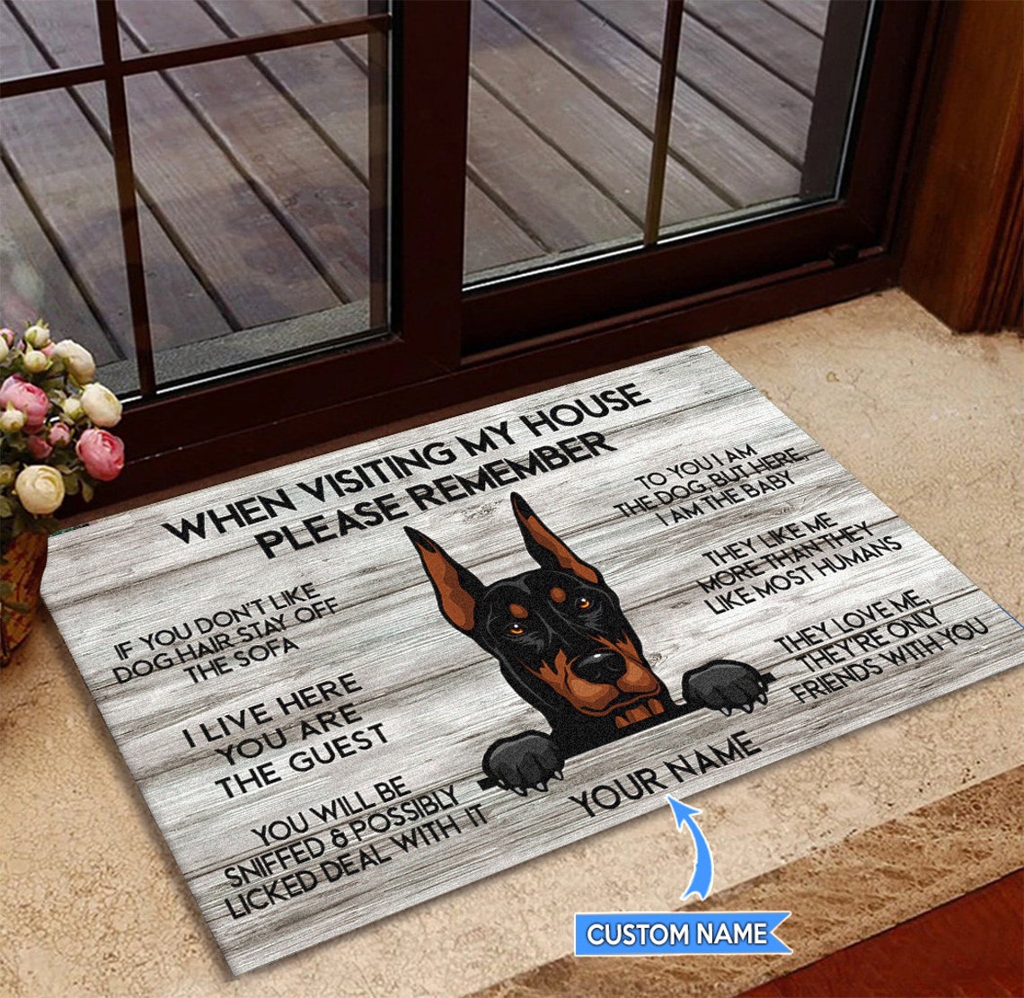 Doberman Rug Doberman Mat Visiting My House Doormat Perfect Etsy