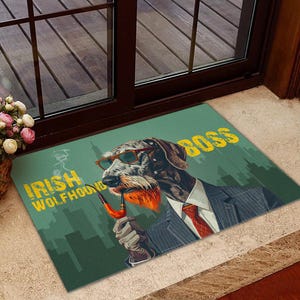 Irish Wolfhound Boss Doormat, Irish Wolfhound Rug, Irish Wolfhound Doormat, Irish Wolfhound Dog Lover Gifts, Irish Wolfhound Dog Gift