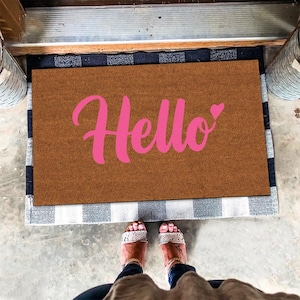 Welcome Pink Doormat, Hello Doormat, Pink Welcome Doormat, Pink Hello Doormat, Pink Lover Gifts, New Home Gift, Doormat Gift Home Decor