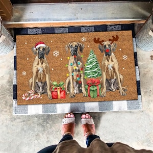 Christmas Great Dane Mat, Cute Great Dane Doormat Christmas, Great Dane Xmas Rug, Dog Lover Gifts, Christmas Dog Doormat, Christmas Gifts