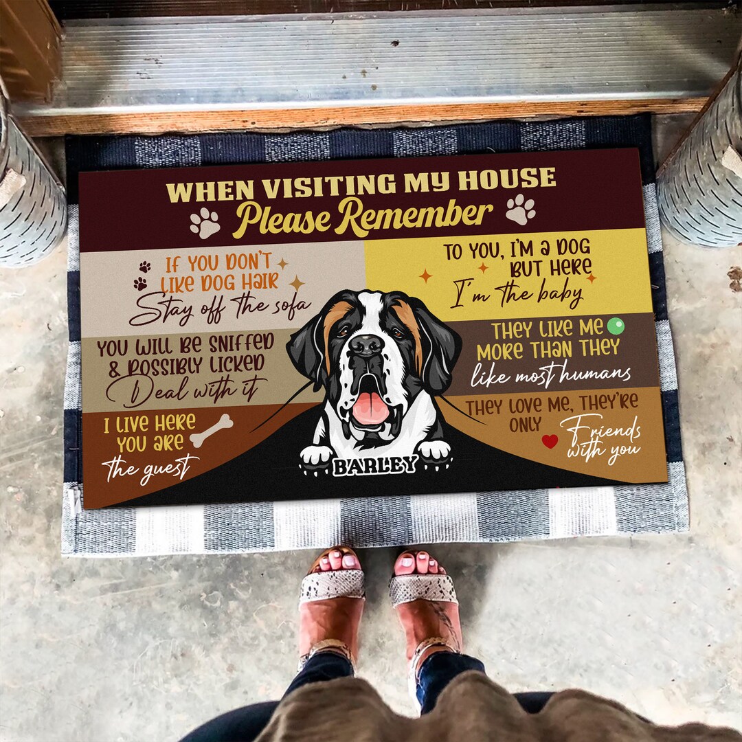 Saint Bernard Doormat, Saint Bernard Mat, Visiting My House Mat