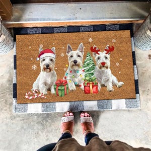 Christmas Scottish Terrier Mat, Scottish Terrier Doormat Christmas, Scotty Doormat, Dog Lover Gift, Christmas Dog Doormat, Christmas Gifts