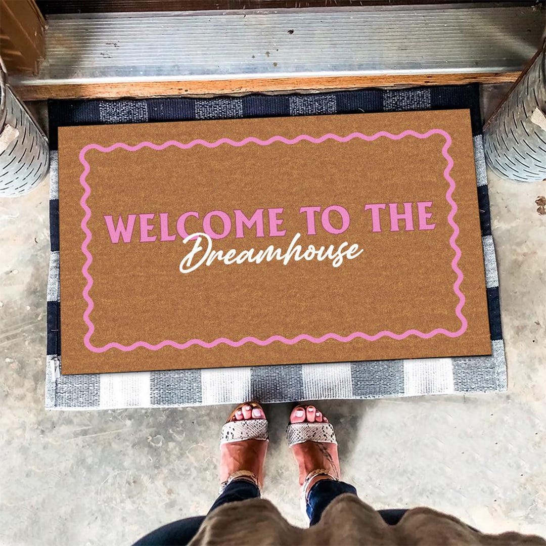 Welcome to the Dreamhouse Doormat, Coquette Aesthetic Mat, Welcome Pink ...