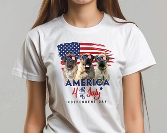 Cute English Mastiff Shirt, English Mastiff Dog Mom Shirt, Mastiff Lovers Gifts, Independent Day Gift, 4 of July Gift, Patriotic Women Shirt