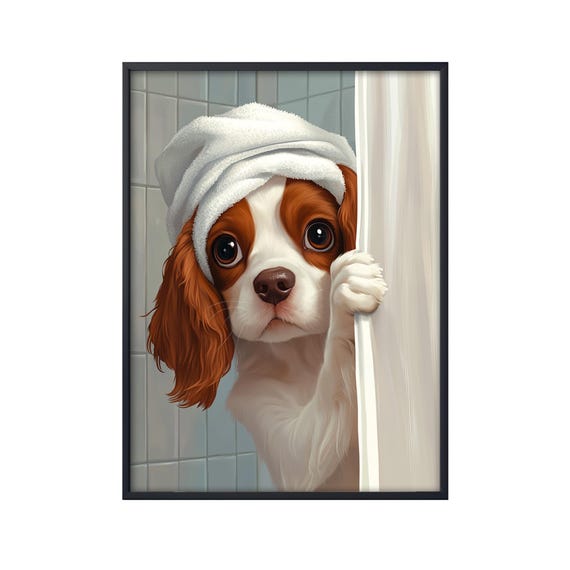 Cavalier King Charles Spaniel Shower Curtain - Tri Cavalier King Charles Spaniel Shower Curtain - Tri