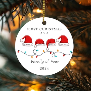 Christmas Ornaments Family of 4, Family of 5 Christmas Ornament 2024, First Christmas As a Family of Four Ornament,  Family of Five Gifts
