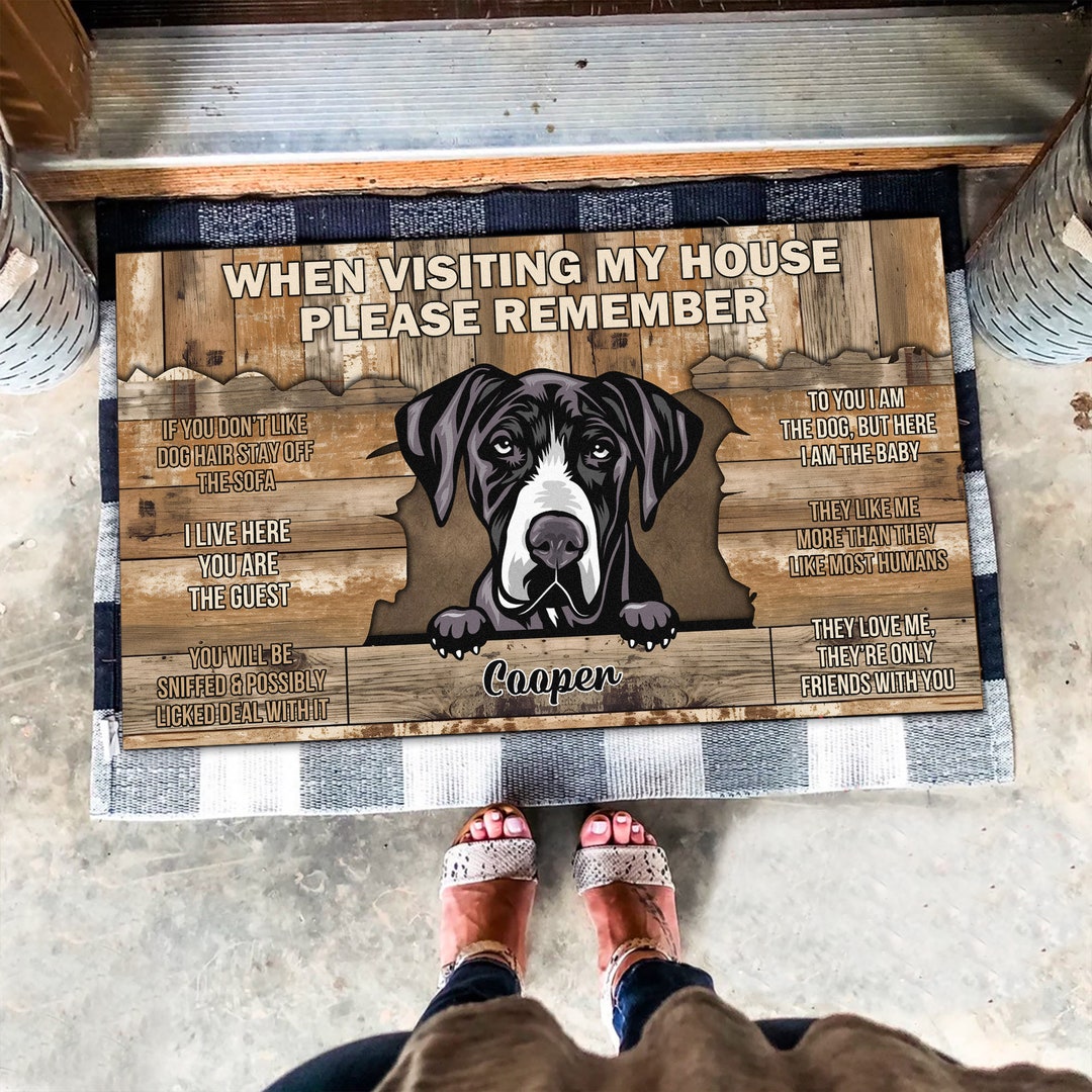 Custom Great Dane Doormat, When Visiting My House Mat, Great Dane Rug