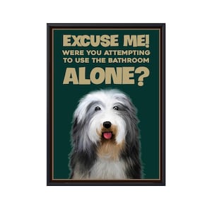 Bearded Collie Dog Canvas, Funny Dog Poster, Bearded Collie Wall Art, Funny Dog Wall Art Gifts, Bathroom Toilet Decor, Dog Lover Gifts