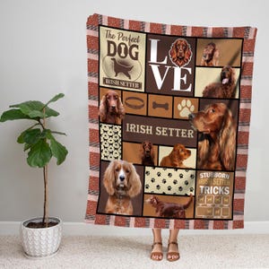 Irish Setter Blanket, Irish Setter Dog Sherpa Blanket, Dog Fleece Blanket, Baby Blanket, Dog Lover Gift, Gift For New Mom, Christmas Gifts