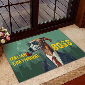 Deurmat Italiaanse windhond baas, Italiaanse windhond tapijt, Italiaanse windhond deurmat, Italiaanse windhond minnaar geschenken, Italiaanse windhond cadeau