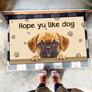Puggle Doormat, Hope Yu Like Dog Doormat, Puggle Mat, Dog Lover Gifts, Dog Mat, Home Decor, Gift For Dog Lovers