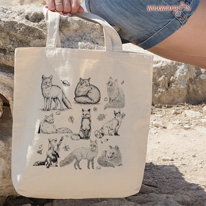 Fox Tote Bag, Fox Tote, Fox Bag, Cottagecore Tote Bag, Woodland Animal Tote Bag, Market Tote Bag, Eco-Friendly Tote Bag, Mothers Day Gift