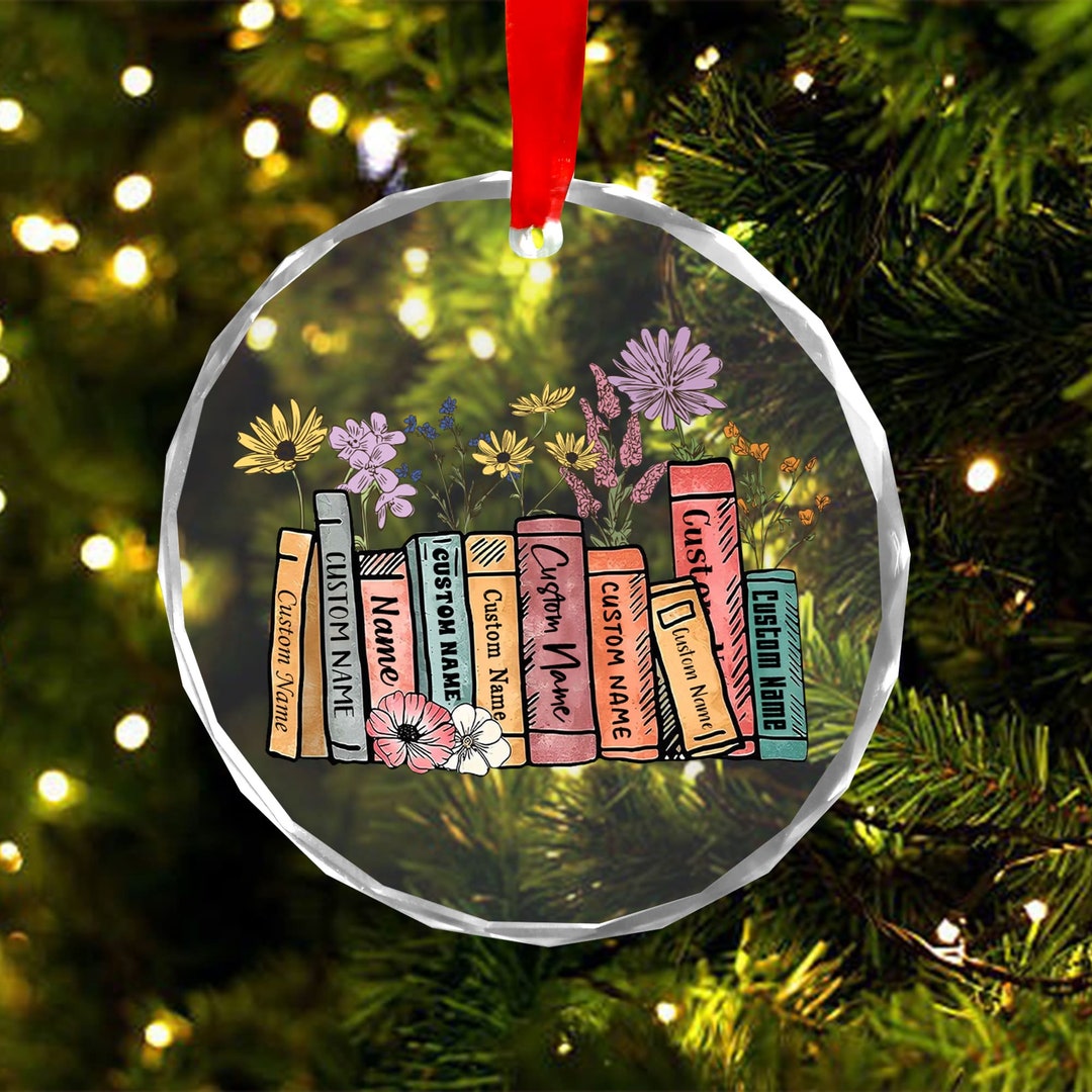 Custom Bookshelf Ornament, Custom Books Ornament, Custom Book Club Gift ...