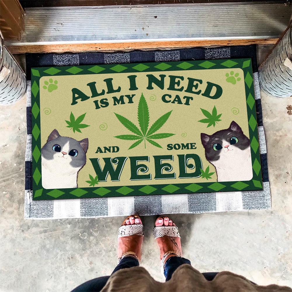 All I Need is My Cat and Some Weed, Paw Print Doormat, Cute Cat Doormat,  Funny Door Mat, Welcome Doormat, Welcome Mat, Printed in the U.S.A