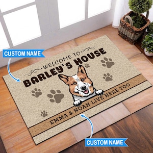 Custom Pembroke Welsh Corgi Doormat, Corgi Personalized Doormat, Corgi Doormat, Custom Dog Doormat, Indoor Outdoor Doormat Corgi Rug Dog Mat