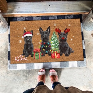 Christmas Scottish Terrier Mat, Scottish Terrier Doormat Christmas, Scotty Doormat, Dog Lover Gift, Christmas Dog Doormat, Christmas Gifts
