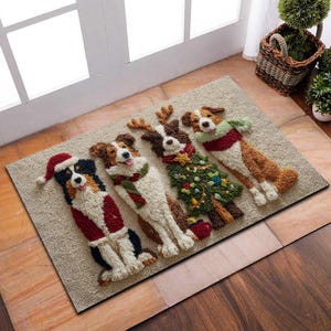 Xmas Australian Shepherd Matte, niedlicher Schäferhund Geschenke Fußmatte Weihnachten, Hundeliebhaber Geschenk, Weihnachtshund Fußmatte, Schäferhund Weihnachtsgeschenke