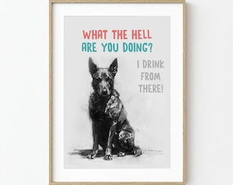 Dutch Shepherd Poster, Funny Dog Poster, Dutch Shepherd Canvas, Dutch Shepherd Wall Art, Funny Dog Wall Art Gift, Bathroom Toilet Decor