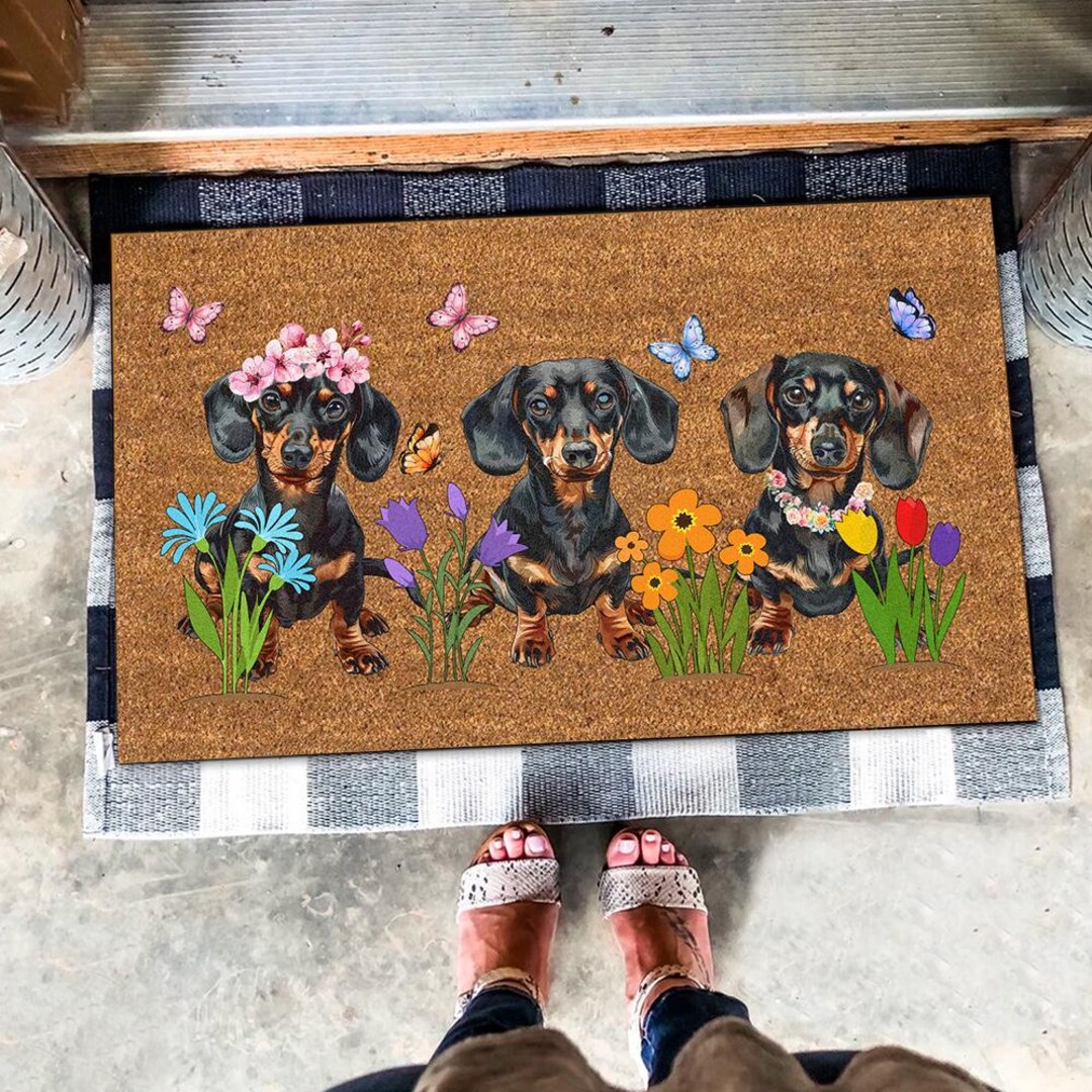 Black Dachshund Mat, Cute Dachshund Doormat, Dachshund Dog Lover Gift ...