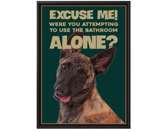 Dutch Shepherd Dog Canvas, Funny Dog Poster, Dutch Shepherd Wall Art, Funny Dog Wall Art Gifts, Bathroom Toilet Decor, Dog Lover Gifts