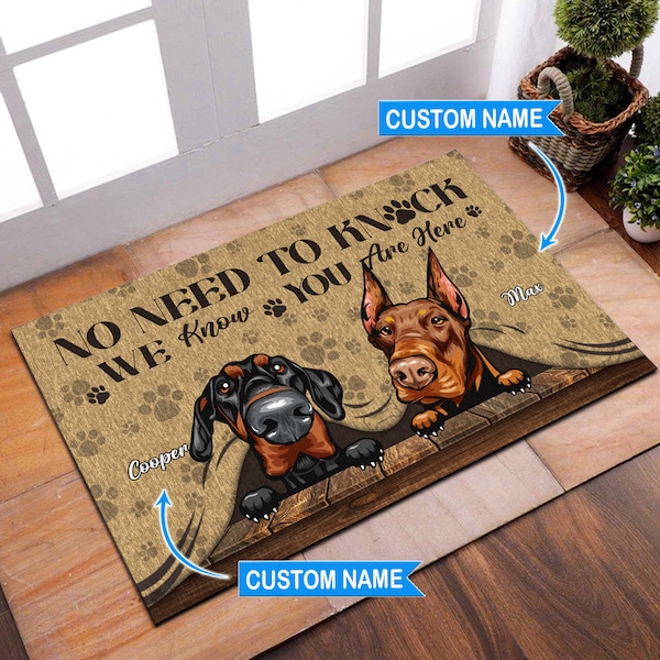 Custom Doberman Doormat, Doberman Personalized Doormat, Doberman Rug, Custom Dog Doormat Doberman Pinscher Dog Lover Gift, Funny Dog Doormat