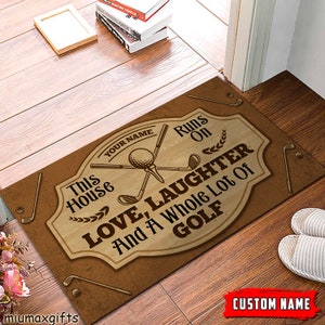 Golf Doormat, This house Runs On Golf Doormat, Golf Rug, Perfect Gift For Golf Players, Golf Lovers, Golf Mat, Golf Rug, Housewarming Gifts