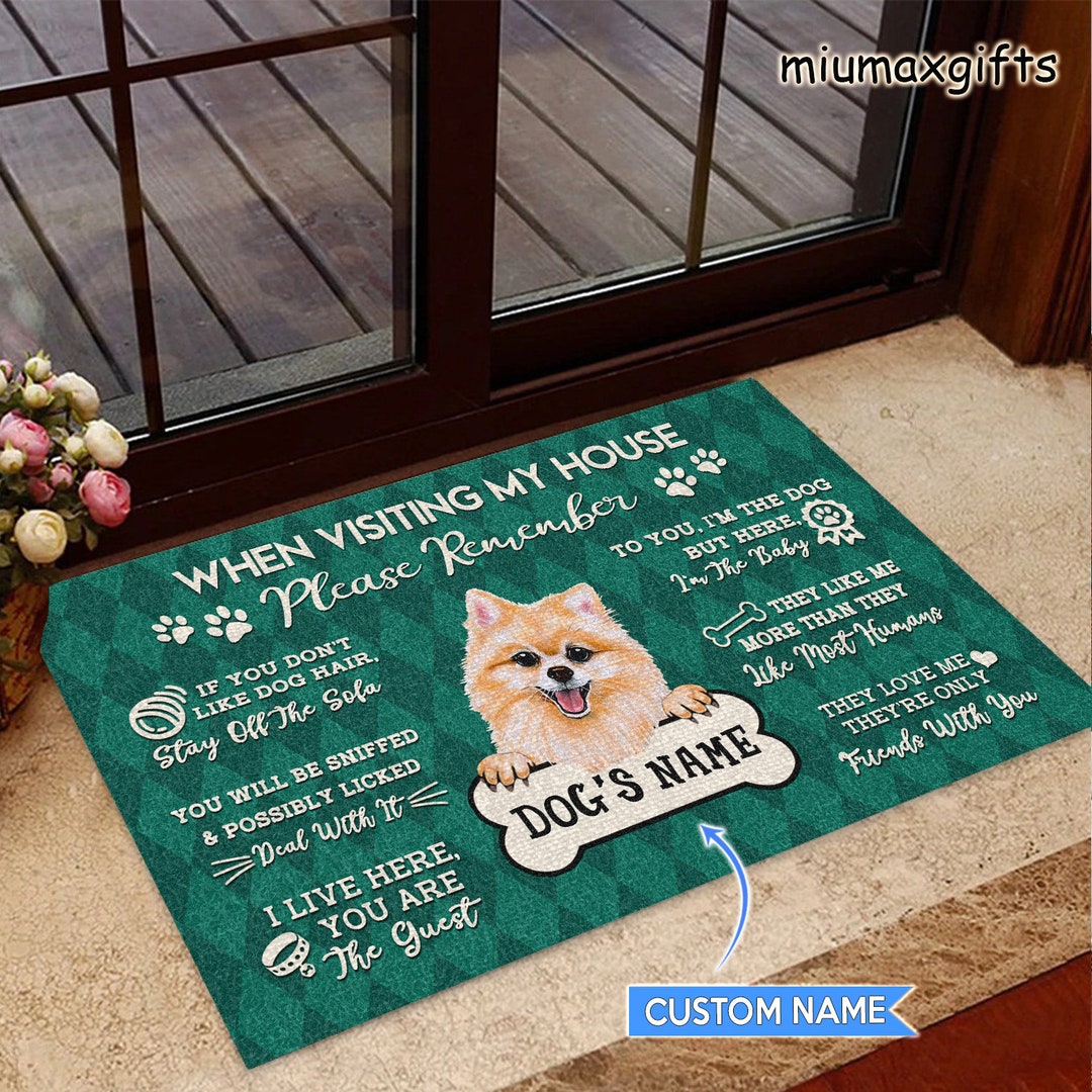 Pomeranian Doormat, Pomeranian Rug, Personalized Dog Doormat, Dog Rug