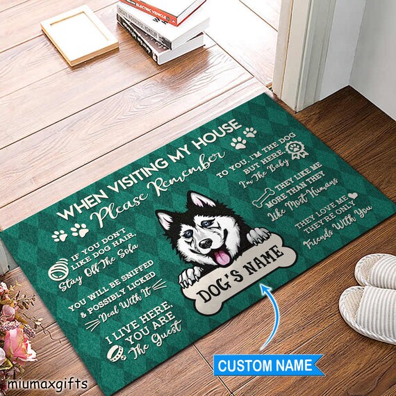 Siberian Husky Rug Siberian Husky Doormat Visiting My House Etsy