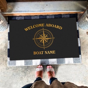 Boat Owner Doormat, Personalized Boat Welcome Mat, Boating Floor Mat, Boat Owners Door Mat, Boating Rug, Lake House Mat, Welcome Doormat