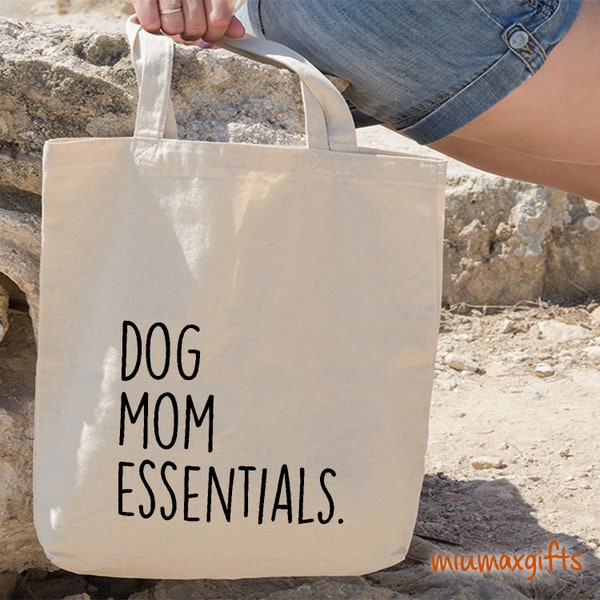 Dog Mom Essentials Tote Bag, Dog Mom Tote Bag, Puppy Tote Bag, Tote Bag voor hondenliefhebber, Cadeau voor hondenmoeder, Katoenen Tote Bag, Basic Tote Bag