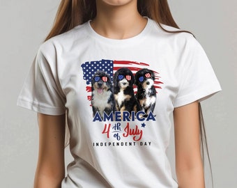 Cute Bernedoodle Shirt, Bernedoodle Dog Mom Shirt, Bernedoodle Lovers Gifts, Independent Day Gift, 4 of July Gift, Patriotic Women Shirt