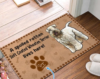 Soft Coated Wheaten Terrier Doormat, A Spoiled Rotten Dog Lives Here Mat, Soft Coated Wheaten Terrier Rug, Home Doormat, Gift For Dog Lovers