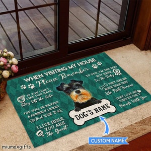 Miniature Schnauzer Rug, Miniature Schnauzer Doormat, Visiting My House Mat, Perfect Gift For Dog Lovers, Dog Rug, Doormat Home Decor