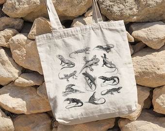Lizard Cotton Tote Bag, Lizard Tote Bag, Lizard Bag, Design By Miumaxgift, Wildlife Bag, Cotton Tote Bag, Eco-Friendly Tote Bag, Gecko Bag
