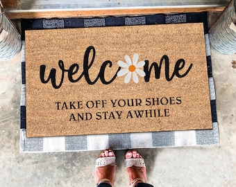 Shoes Off Doormat, Funny Door Mat, Welcome Doormat, Welcome Mat, Indoor Outdoor Doormat, Front Door Mat, New Home Gift, Printed in the U.S.A
