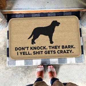 Irish Wolfhound Doormat, Irish Wolfhound Dog Mat, Don&#39;t Knock, Dog Bark, Gift For Dog Lovers, Home Decor