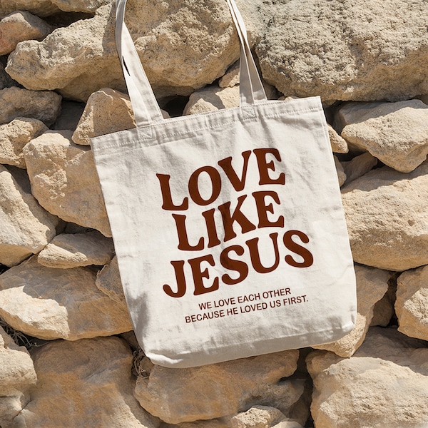 Liefde als Jezus Tote Bag Esthetische Christelijke Tote Bag Esthetische Tote Bag Trendy Tote Bag Retro Tote Bag Zomer Picknick Tote Christian Bag