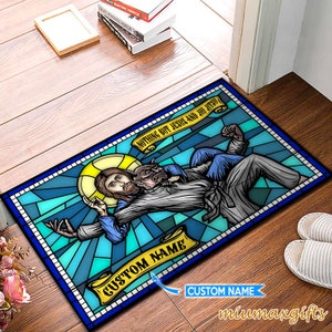 Jiu Jitsu Doormat, Nothing But Jesus And Jiu Jitsu Doormat, Jiu Jitsu Rug, Perfect Gift For Jiu Jitsu Players, Home Decor, Jiu Jitsu Rug