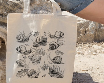 Snail Goblincore Tote Bag, Snail Bag, Cottagecore Goblincore, Design By Miumaxgift, Wildlife Bag, Canvas Tote Bag,Goblincore Animal Tote Bag