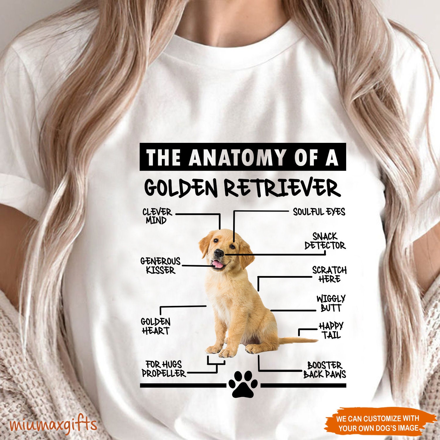 Golden Retriever Make-up Tasche – 'Anatomy Of A Golden Retriever', 23,5x17 Cm, Leinen