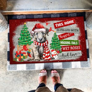 Cute Irish Wolfhound Rug, Irish Wolfhound Doormat, Christmas Dog Doormat, Dog Lovers Gift, Irish Wolfhound Lover Gifts, Wolfhound Mat