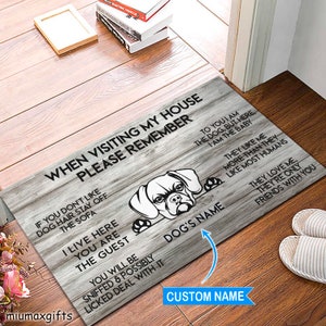 Puggle Doormat, Puggle Rug, Puggle Mat, When Visiting My House Doormat, Gift For Dog Lovers, Dog Doormat, Doormat Home Decor, Dog Mat