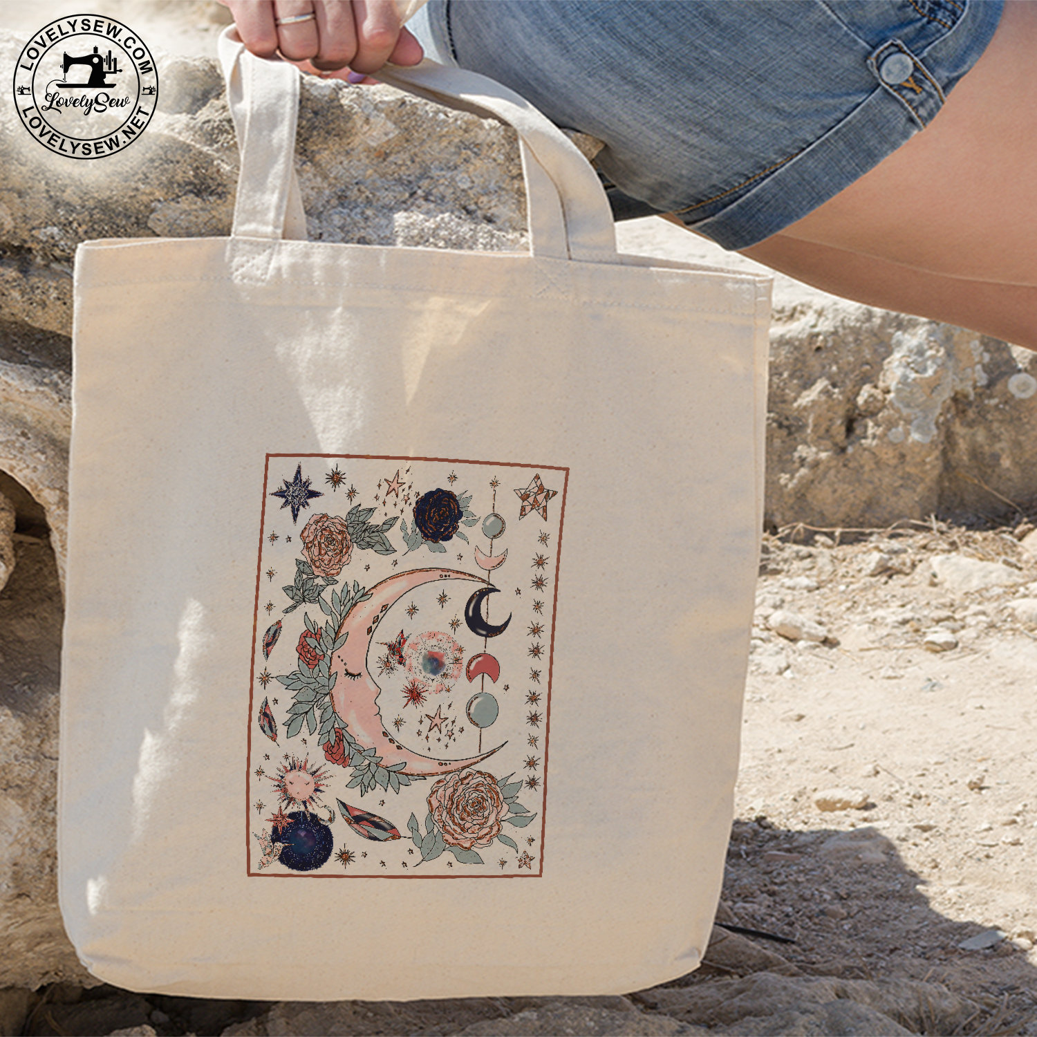 Eco Friendly Tote Bag — De La Terre a la Lune— Vintage Lunar Decor