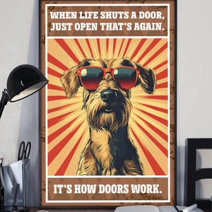 Lustig Irischer Wolfshund It&#39;s How Door Work, Irischer Wolfshund Hund Poster, Hundewandkunst, Wohnkultur, Hundeliebhaber Geschenk, Geschenk für Hundeliebhaber