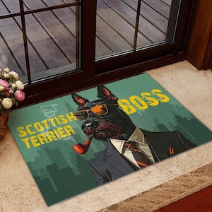 Scottish Terrier Boss Doormat, Scottish Terrier Dog Rug, Scottish Terrier Dog Doormat, Scottish Terrier Dog Lover Gift, Scottish Terrier Mat