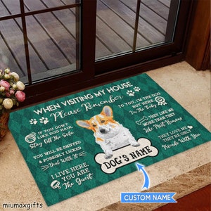 Corgi Rug, Corgi Doormat, Corgi Mat, Visiting My House Mat, Perfect Gift For Dog Lovers, Dog Rug, Doormat Home