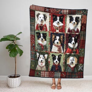 Border Collie Blanket, Collie Dog Sherpa Blanket, Dog Fleece Blanket, Baby Blanket, Dog Lover Gift, Cozy Gift For New Mom, Christmas Gift